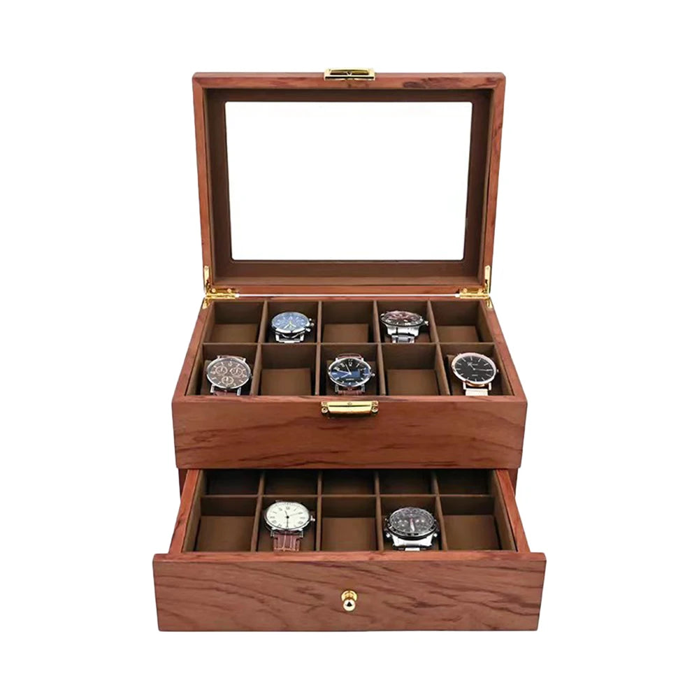20 Slot Wooden Watches Display Box Case Jewelry Watch Storage Organizer