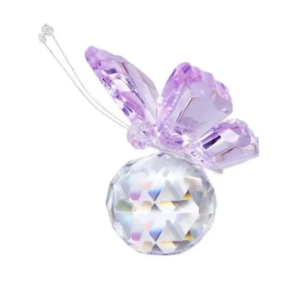 Creative White Crystal Crystal Butterfly Cute Handmade Miniature Figurines Glass Art Vivid Butterfly Ornament Home Decoration