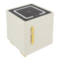 Smart Nightstand w/ Drawer & Safe Wireless Charging Nightstand Solid Wood Night Stand w/ 2 Drawers LED Bedside Tables for Bedroo