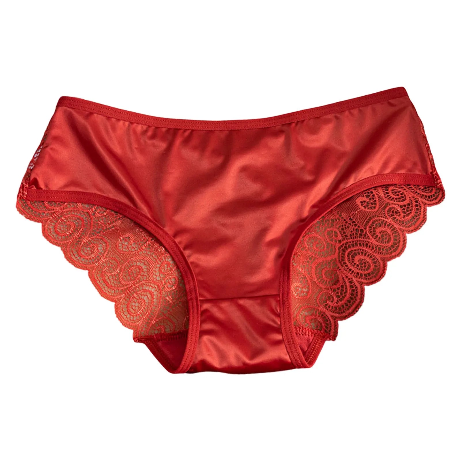 Yellow Women's Panties Silk Satin Underwear Lace Sexy Lingerie Breathable Mid Waist Female Briefs Comfortable Panty Underpants
