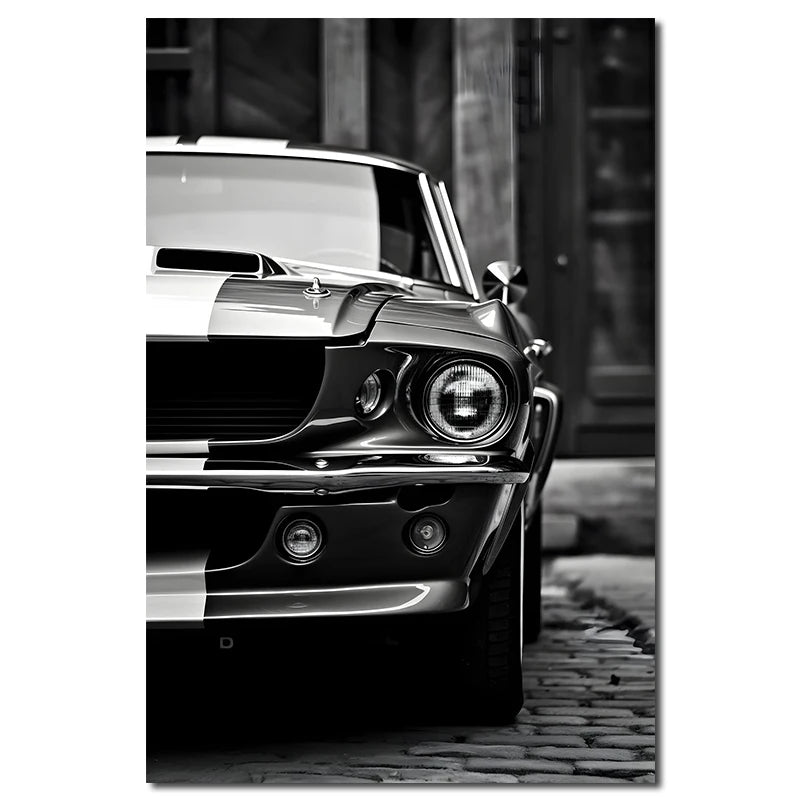 Retro Luxury Car Canvas Wall Painting Poster Vintage Black and White Car Decoration Mural Modern Home Room Decor Birthday Gift