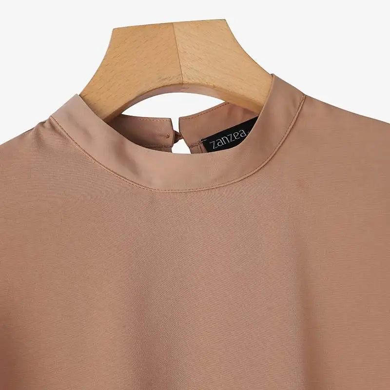 ZANZEA Fashion OL Work Shirt Woman Lantern Sleeve O Neck Blouse Summer Elegant Party Tunic Tops Casual Loose Blusas Mujer 2024