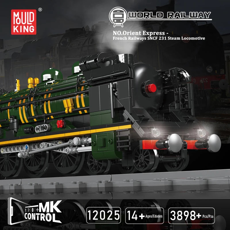 Mould King 12025 Technical Train Toys The Motorized French Railways SNCF 231 Steam Locomotive Building Block Kids Christmas Gift