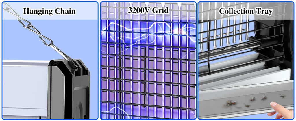 Electric Bug Zapper 3200V Mosquito Zapper Killer Indoor Insect Killer with Hanging Chain Removable Collection Tray Bug Zapper