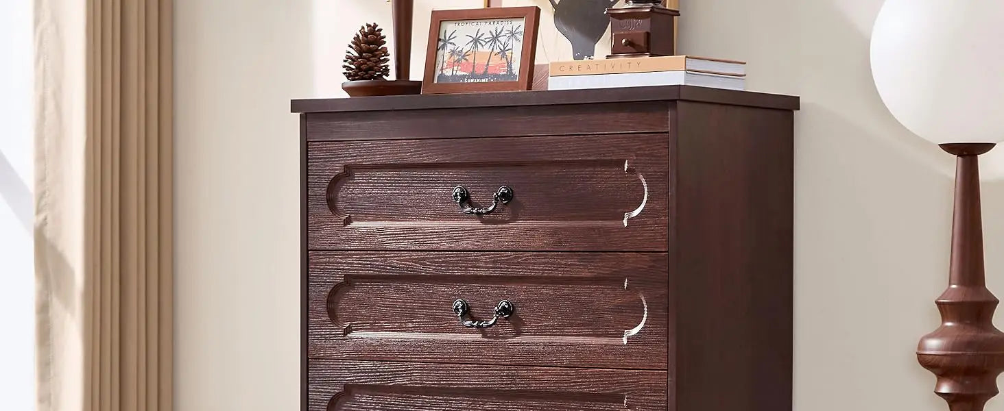 Dresser for Bedroom Farmhouse Cherry Wood Chest of Drawers for Bedroom Dresser, Rustic Wide Drawers Dressers