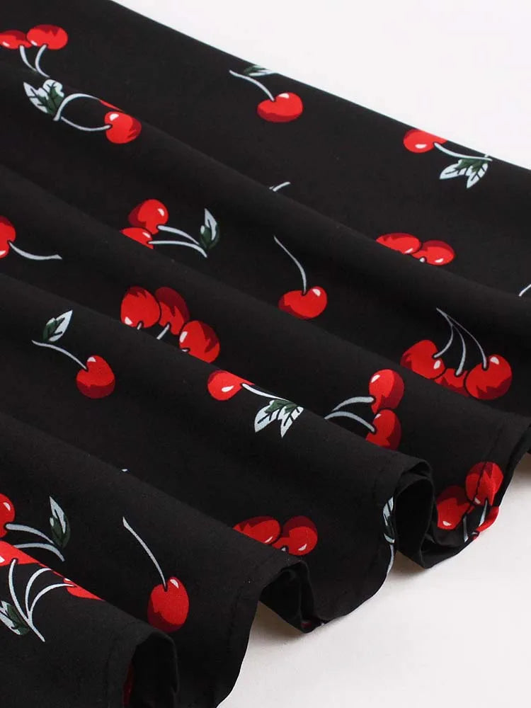 Retro Vintage Women's Summer Dress V-Neck Sleeveless High Waist Chic Floral Print with Belt 50s Style