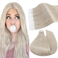 Ugeat Tape in Hair Extensions Human Hair Blonde Remy Tape in Extensions for Women Platinum Blonde Invisible Human Hair