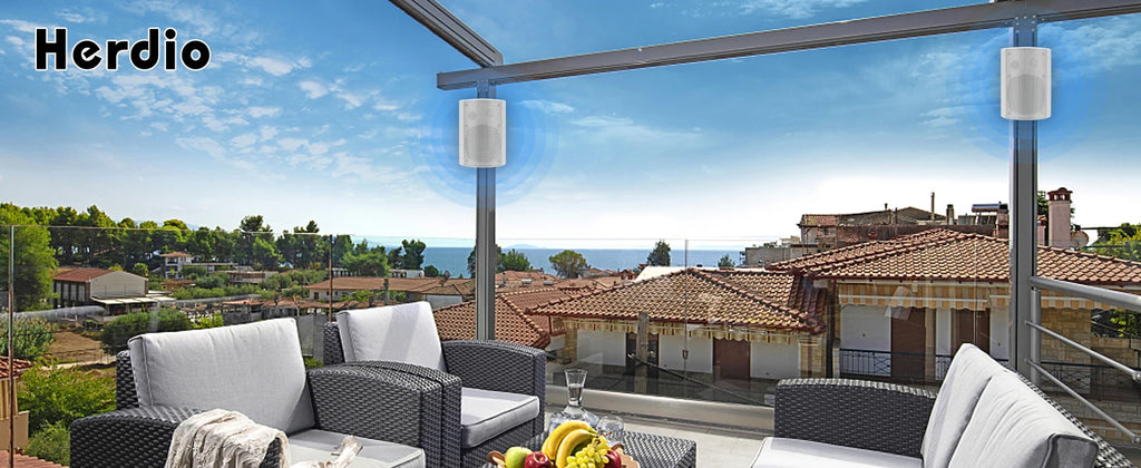 Herdio 2PCS 6.5'' 400W Outdoor Passive Speakers Wired Waterproof With Powerful Bass Wall Mount Speakers For Indoor Patio Covered