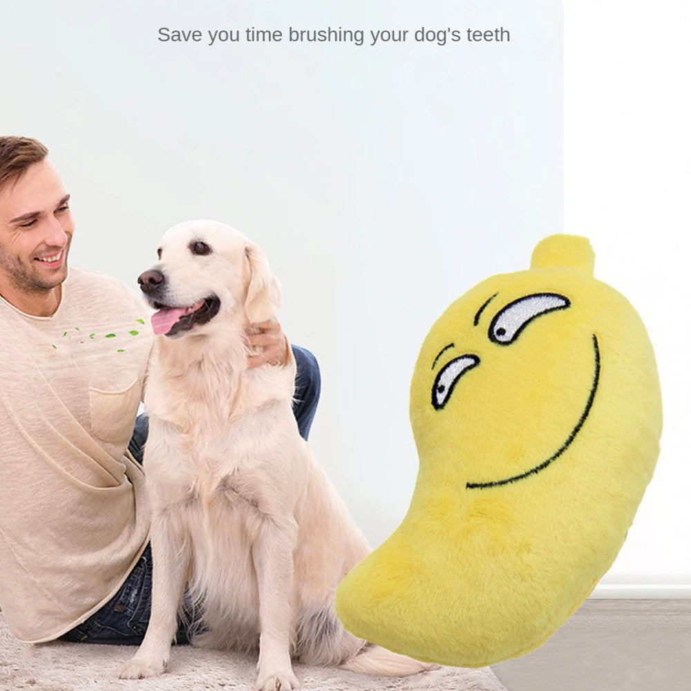 Pet Toys Plush Squeaky Toy Bite-Resistant Clean Dog Chew Puppy Training Toy Soft Banana Bone Vegetable Fruit Pet Supplies