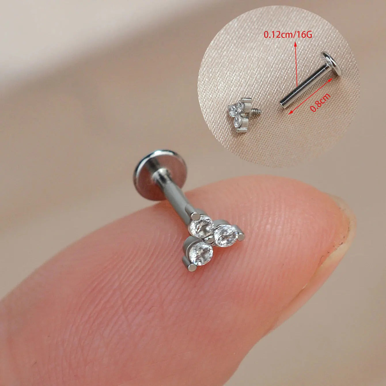 1Piece 16G Titanium Steel CZ Leaf Bee Piercing Lip Labre Studs Tragus Helix Cartilage Couch Lobe Earrings Body Jewelry For Women