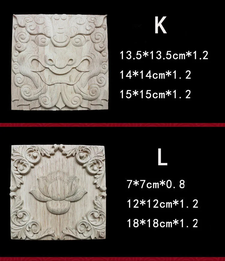 Unique Natural Floral Wood Carved Onlays and Appliques Wood Figurines for Decor Home Decoration Accessories wood furniture decal