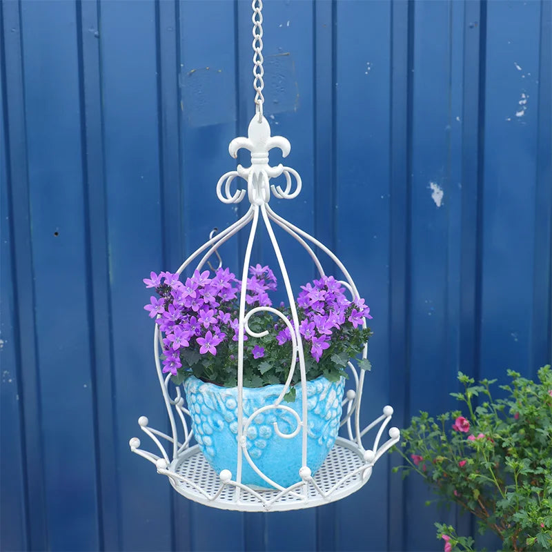 European style iron hanging basket indoor balcony hanging hanging basket outdoor garden courtyard succulent flower pot rack
