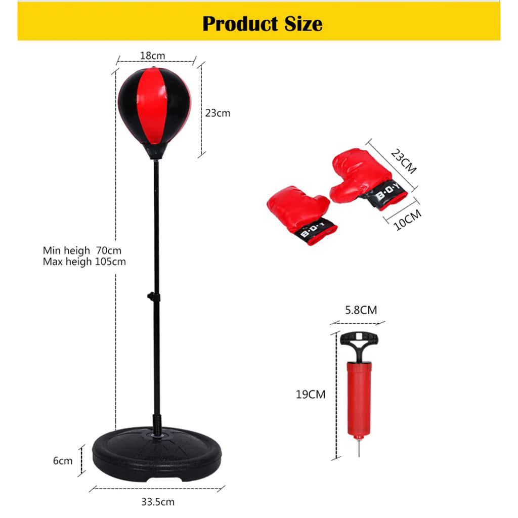 Adjustable Height Kids Punching Ball Bag Speed Boxing Sports Set Fighting Game With Gloves Children Boxing Set