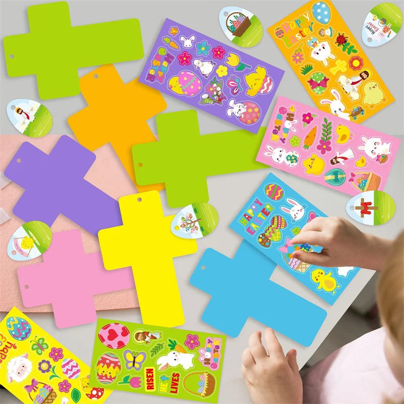 30 Set Easter Cross Craft Kit Religious DIY Paper Crafts Make Your Own Hanging Ornament Crafts For Sunday School Church