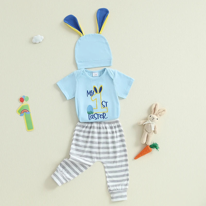 Baby Girl Easter Outfits Floral Print Sleeveless Romper with Ruffle Shorts and Headband 3 Pcs Set for Toddler Girls