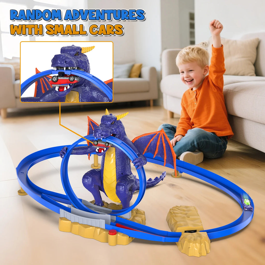 VATOS Dragon Fury Track Cars Set Toy Christmas Gift Dragon Bite The Car Spray Tracks Racing Car Indoor Game 2 Players Kids Boys