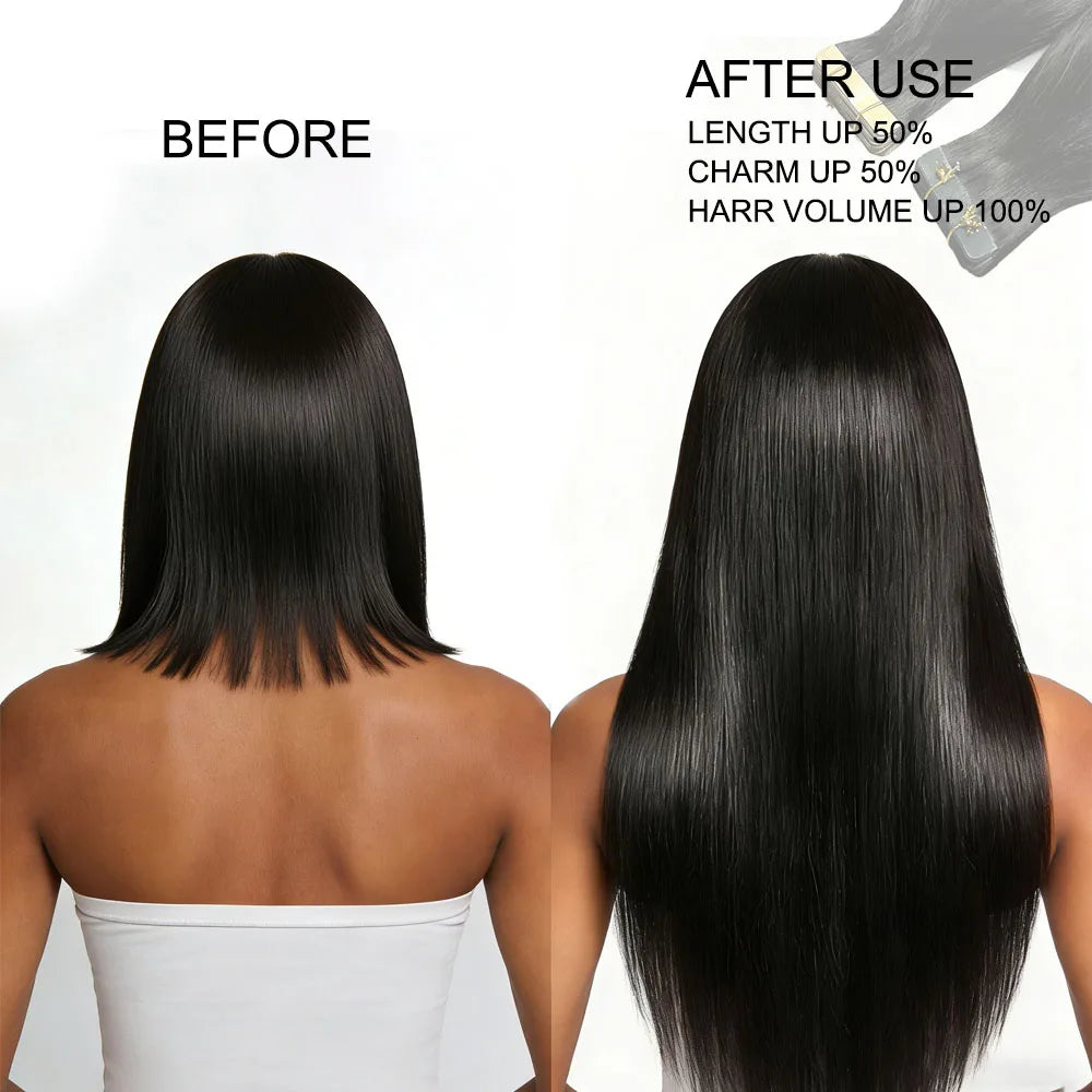 Straight Tape in Hair Extensions Human Hair Brazilian Hair 100% Human Hair Extensions Skin Weft Adhesive Glue On Salon Quality