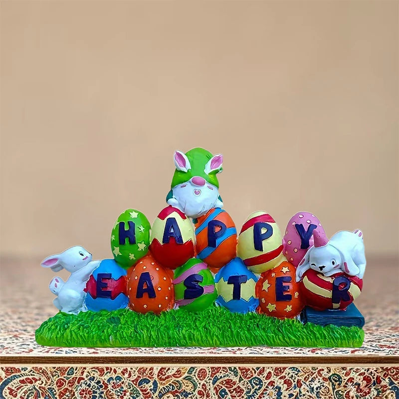Easter Bunny Spring Floral Centerpiece Table Decorations Happy Easter Egg Hunt Gnome Figurines Home Decor Accents