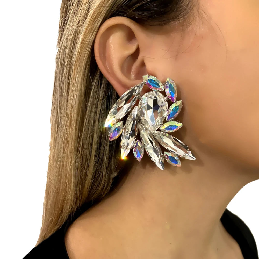 Stonefans Geometric Necklace Earrings Set Crystal Accessories for Women Party Bling Rhinestone Statement Jewelry Set Jewelry