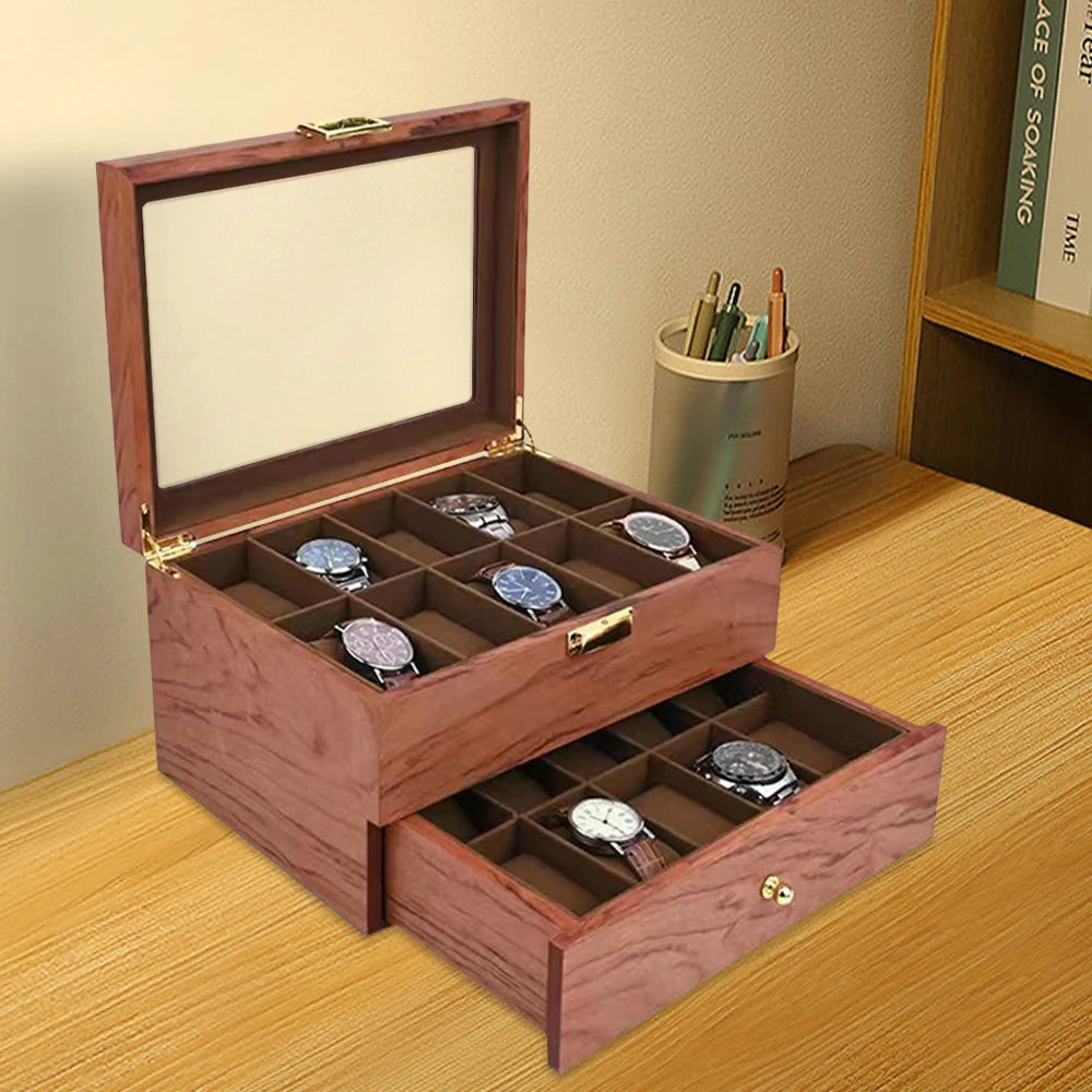 20 Slot Wooden Watches Display Box Case Jewelry Watch Storage Organizer