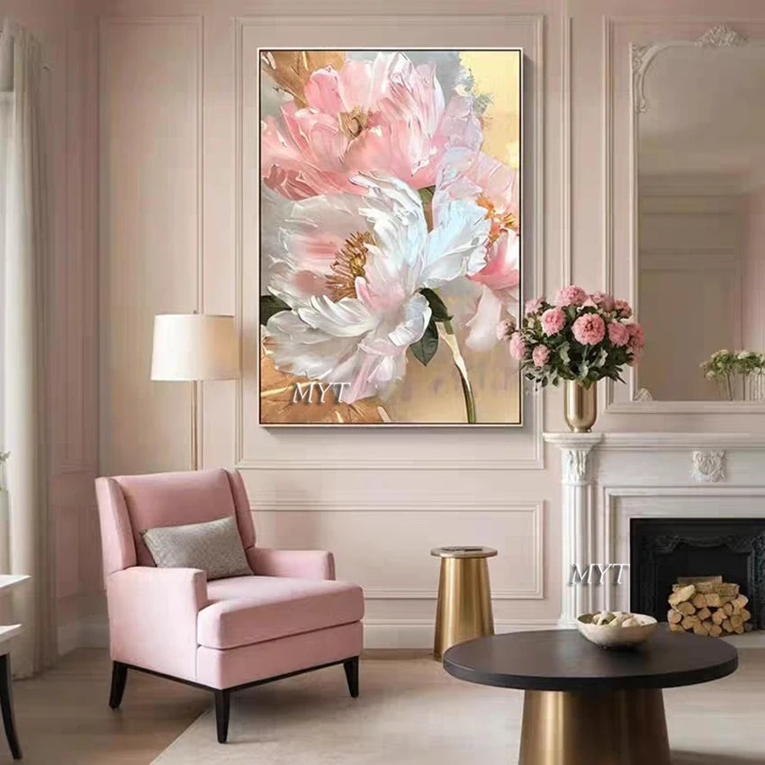 Handmade Oil Paintings for Home Decor, Abstract Pictures, Canvas Flowers, No Frame, Wall Art, Colors, Living Room, Modern