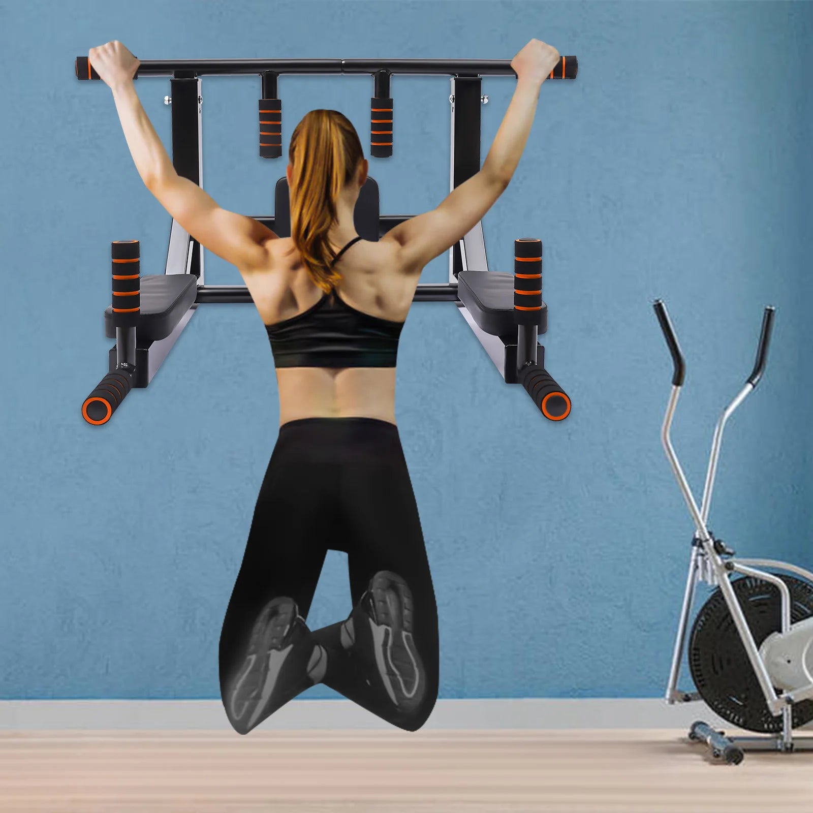 Wall Mounted Pull Up Bar Dip Stand, Indoor Home Gym Workout Equipment, 200kg Load-bearing Dip Station
