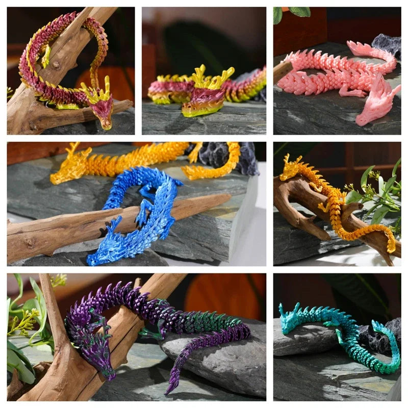 3D Printed Conjoined Dragon Ornaments, Movable Cartoon, Dragon Plants, rockery, Fish Tank Landscaping Decoration, 30cm 60cm