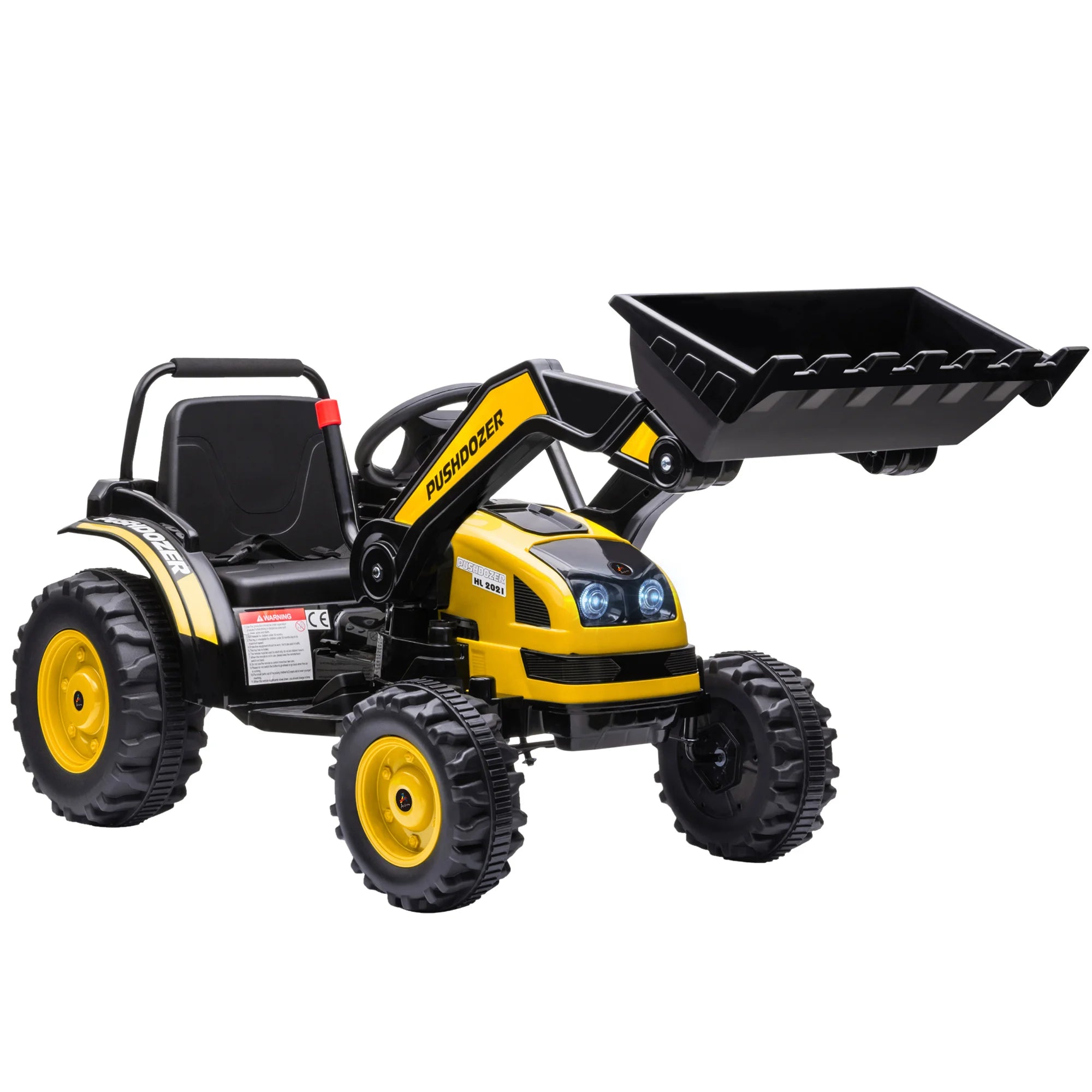 Electric Kids' Ride-On Construction Excavator, Rechargeable Tractor Toy, Yellow