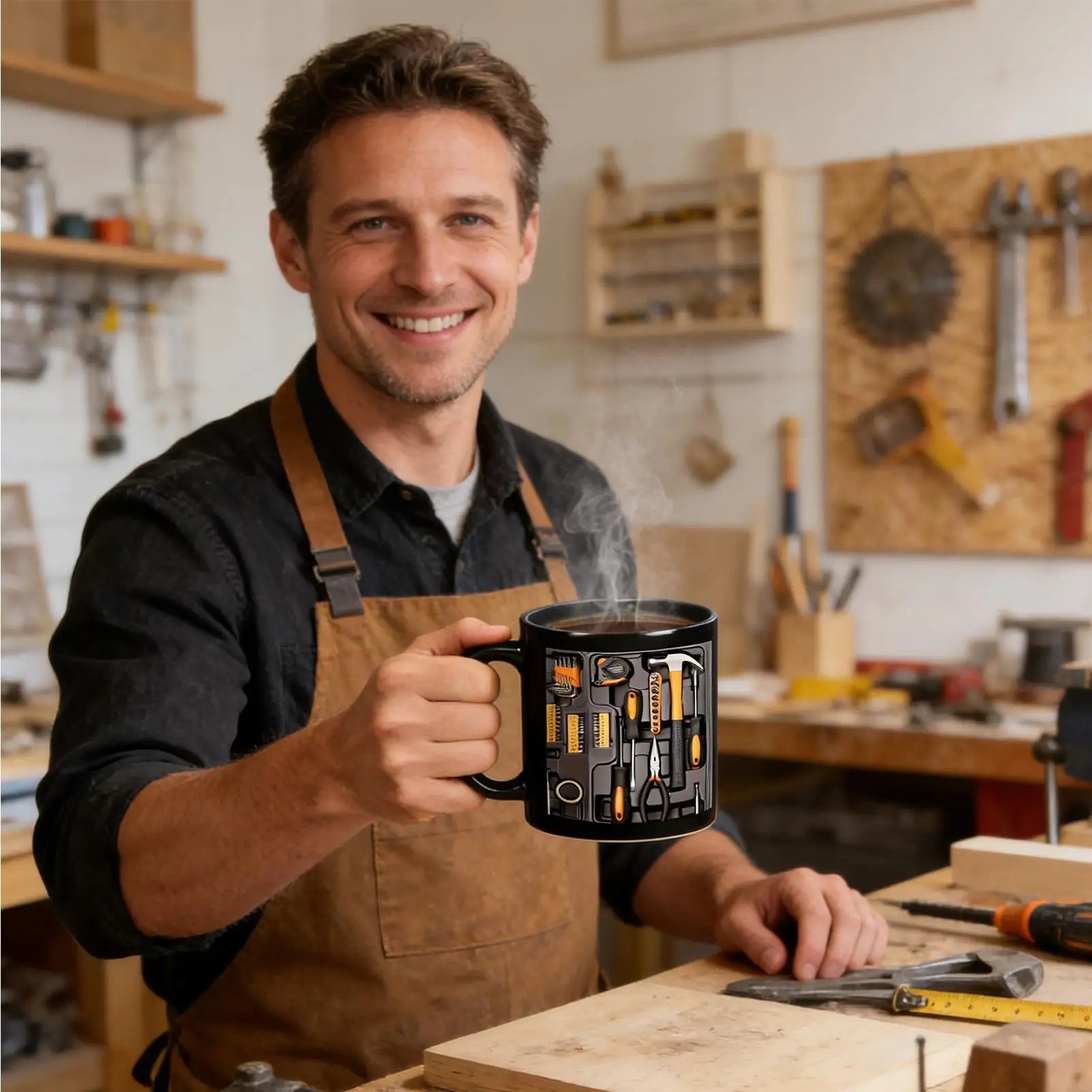 Funny Coffee Mug Toolbox Design Wrench Pattern Mechanic Water Cup Ceramic Sturdy Mechanic Mug Auto/Car Mechanic Gift