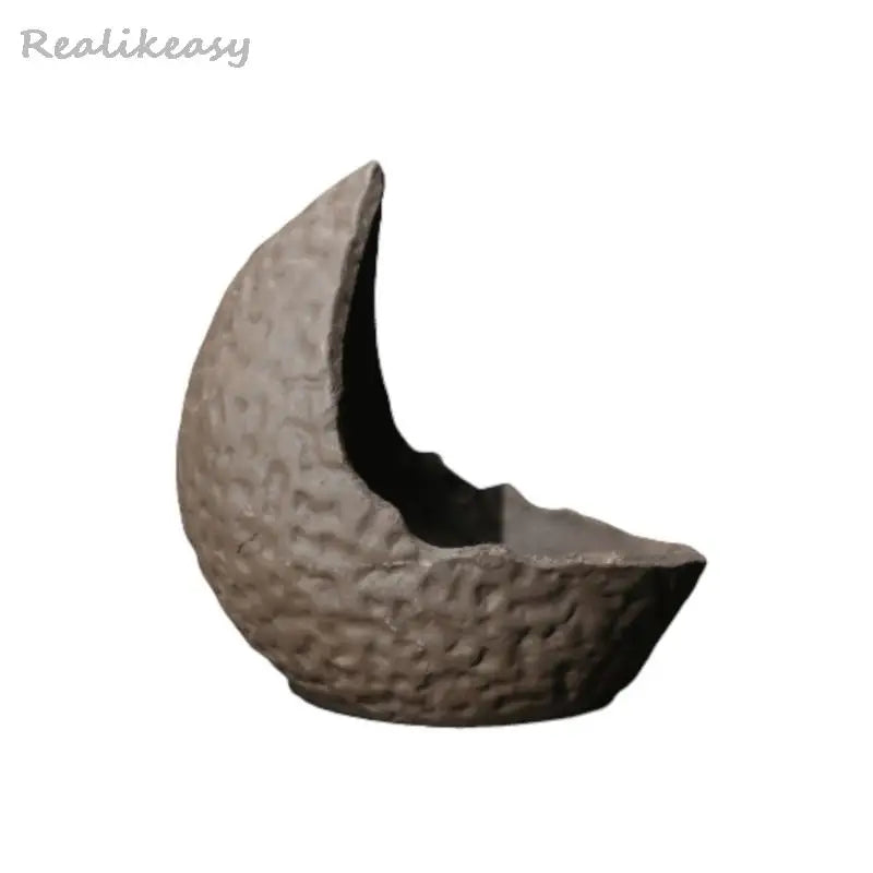 Chinese Purple Sand Flower Pot Creative Handmade Moon shaped Flower Pot Ceramic Bonsai Pot Home Desktop Decoration Pot 1PCSLE655