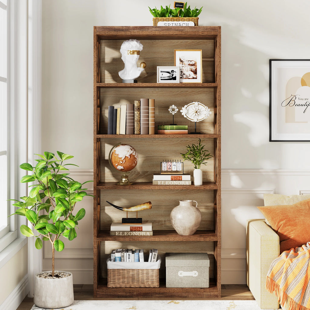 Tribesigns 6-Tier Bookcase, 71 Inches Industrial Bookshelves and Bookcases, Floor Standing 5 Shelf Display Storage Shelves