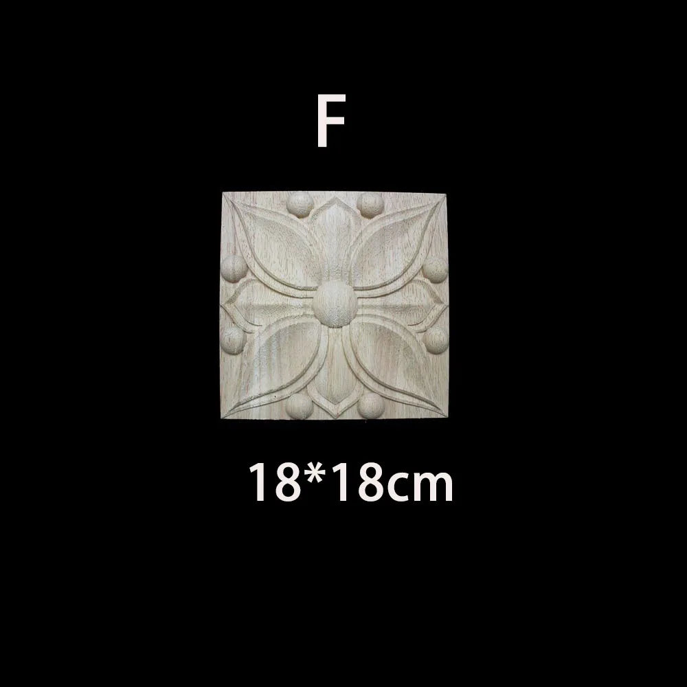 Unique Natural Floral Wood Carved Onlays and Appliques Wood Figurines for Decor Home Decoration Accessories wood furniture decal