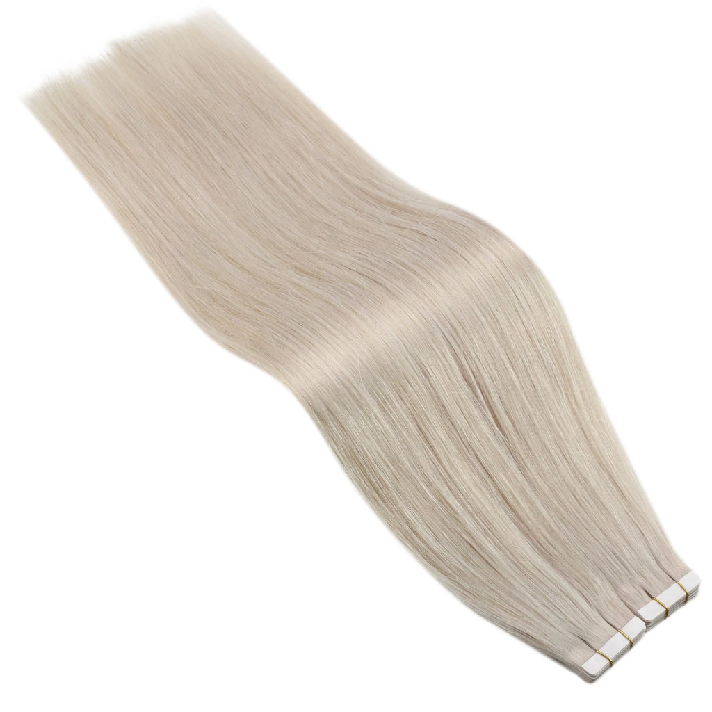 Ugeat Tape in Hair Extensions Human Hair Blonde Remy Tape in Extensions for Women Platinum Blonde Invisible Human Hair