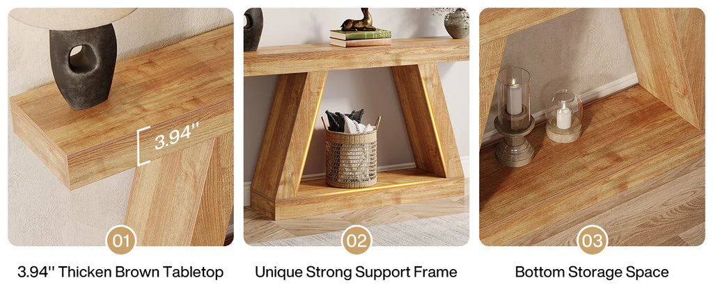 Tribesigns 55-Inch Rustic Console Table with Storage Industrial Wooden Entryway Table for Hallway Living Room