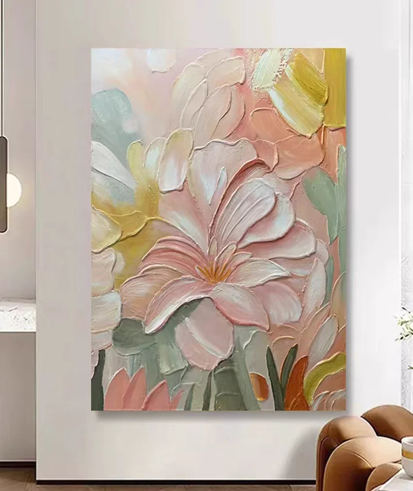Handmade Oil Paintings for Home Decor, Abstract Pictures, Canvas Flowers, No Frame, Wall Art, Colors, Living Room, Modern