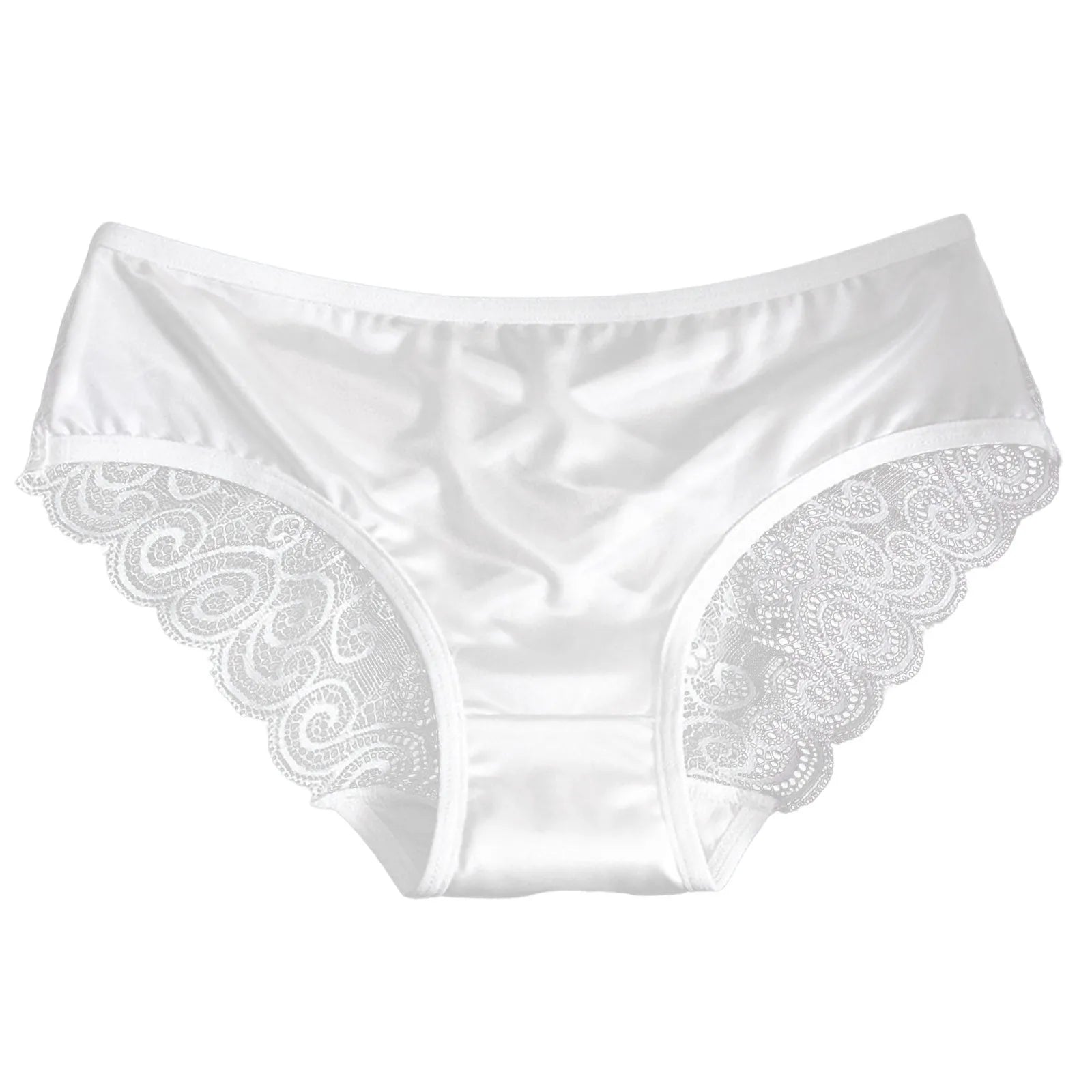 Yellow Women's Panties Silk Satin Underwear Lace Sexy Lingerie Breathable Mid Waist Female Briefs Comfortable Panty Underpants