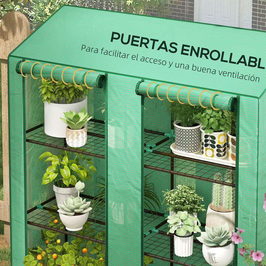 Outsunny 3-Tier Garden Greenhouse 143X46X141/151 cm Green