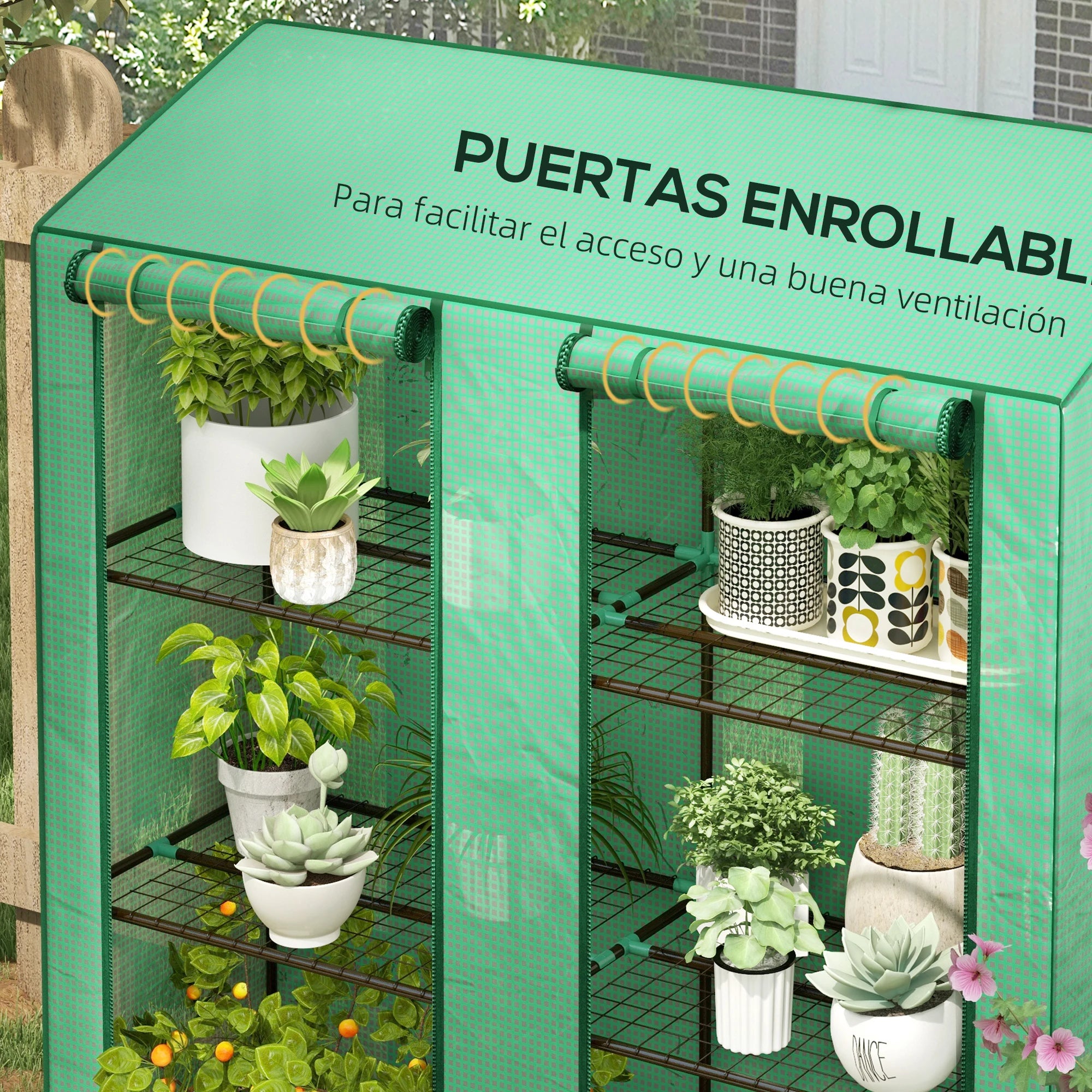 Outsunny 3-Tier Garden Greenhouse 143X46X141/151 cm Green