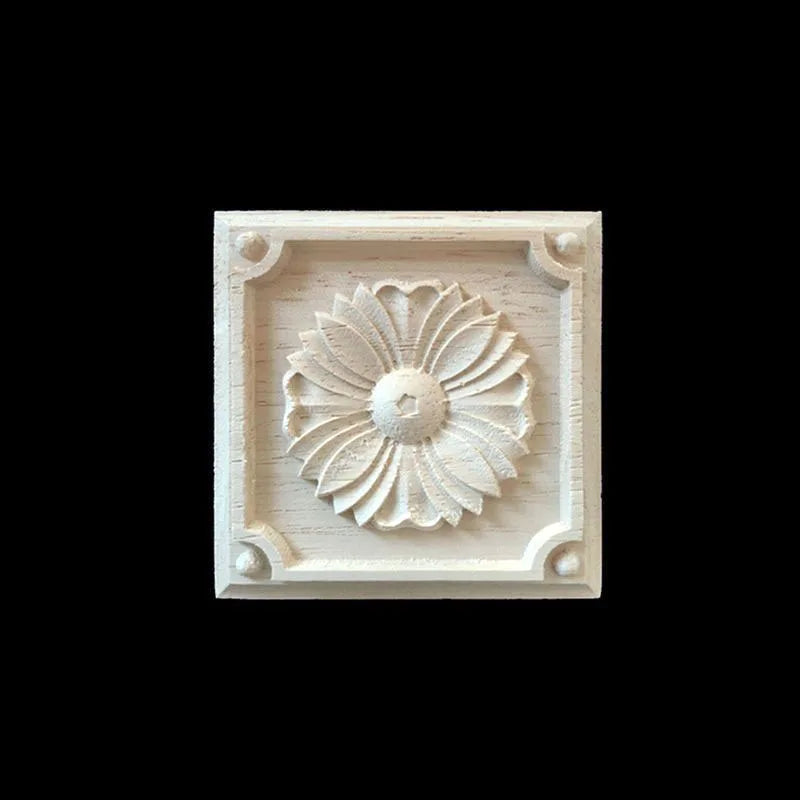 Unique Natural Floral Wood Carved Onlays and Appliques Wood Figurines for Decor Home Decoration Accessories wood furniture decal