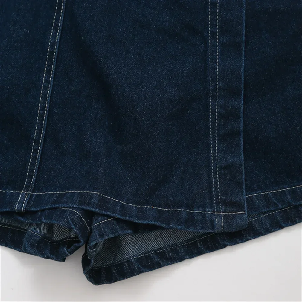 Summer New Women's Fashion Temperament Casual Versatile V-neck Short Denim Shirt Double Breasted Denim Skirt Suits Outfits