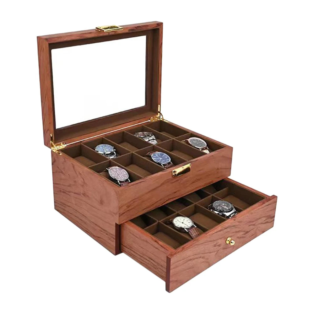 20 Slot Wooden Watches Display Box Case Jewelry Watch Storage Organizer