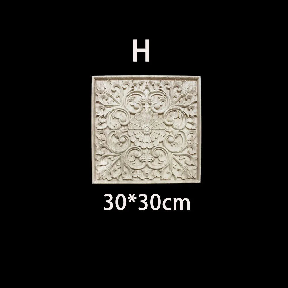 Unique Natural Floral Wood Carved Onlays and Appliques Wood Figurines for Decor Home Decoration Accessories wood furniture decal
