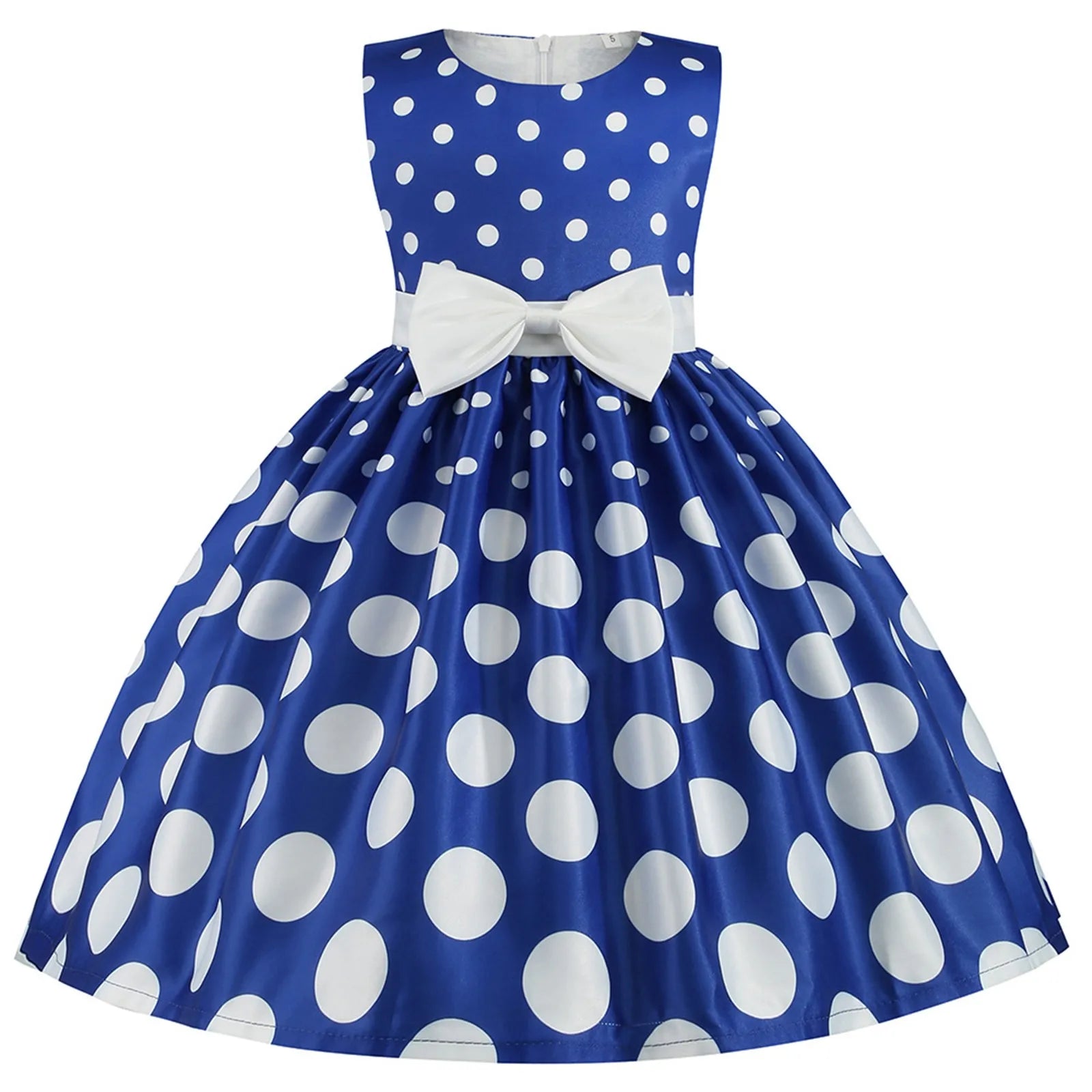 Kids Girls Vintage Dress Easter Polka Dots Print Dress Daily Birthday Dress Short Sleeve 1950s Princess Dress