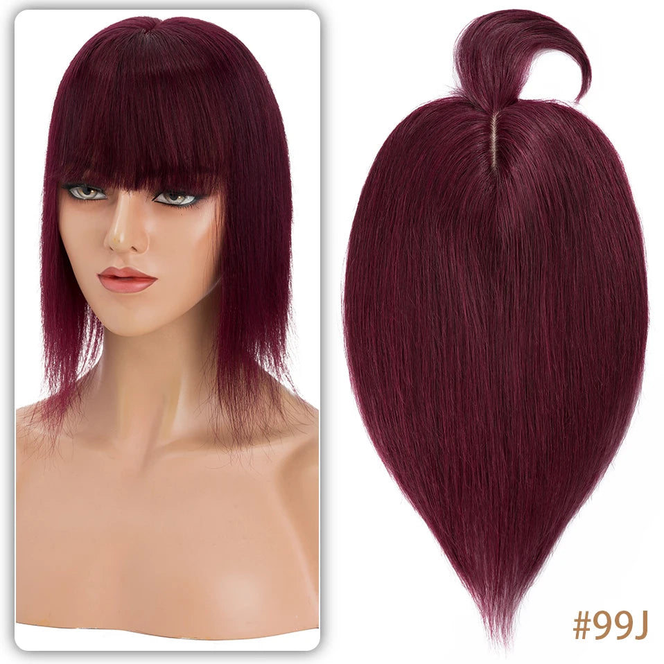 TESS Women Topper 10x12cm Hair Clips Hair Topper Natural Hair Wigs 100% Human Hair Silk Base Clip In Hair Extension Blonde Women