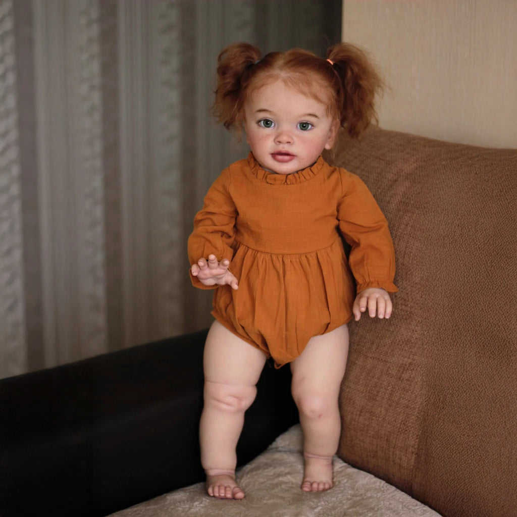 26inches Pippa Toddler Girl Doll with Cute Freckles On Face Toddler Huge Baby Size Dark Skin Lifelike Soft Touch