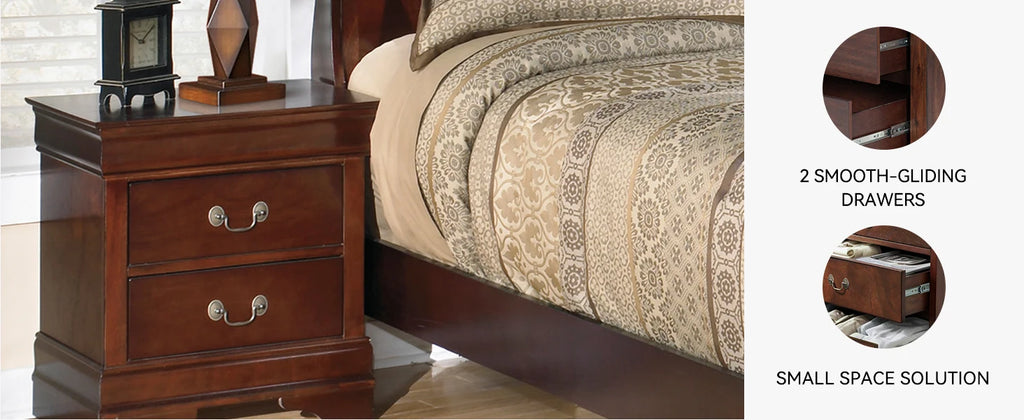 Signature Design by Ashley Alisdair Traditional 2 Drawer Dark Brown Nightstand 23.75 Tall Ideal for Bedside Storage