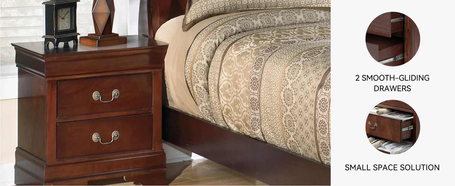 Signature Design by Ashley Alisdair Traditional 2 Drawer Dark Brown Nightstand 23.75 Tall Ideal for Bedside Storage