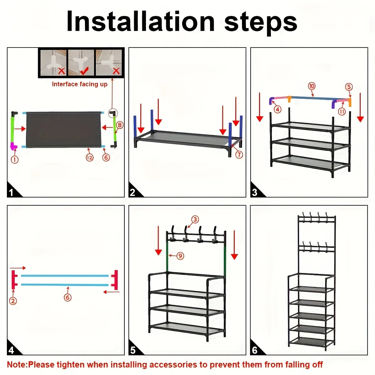 5-Level Metal Shoe Rack Tool-Free Setup Straightforward Design Multi-Purpose Shoes Boots And Sundries in Living Room Hallway