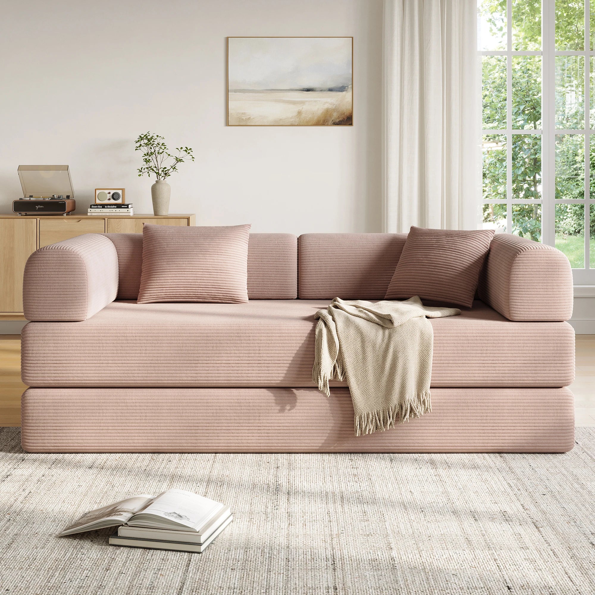 Convertible Floor Sofa Bed with Fixed-Shape Frame,  5-in-1 DIY Combination Modular Sofa,  for Living Room Bedroom Playroom