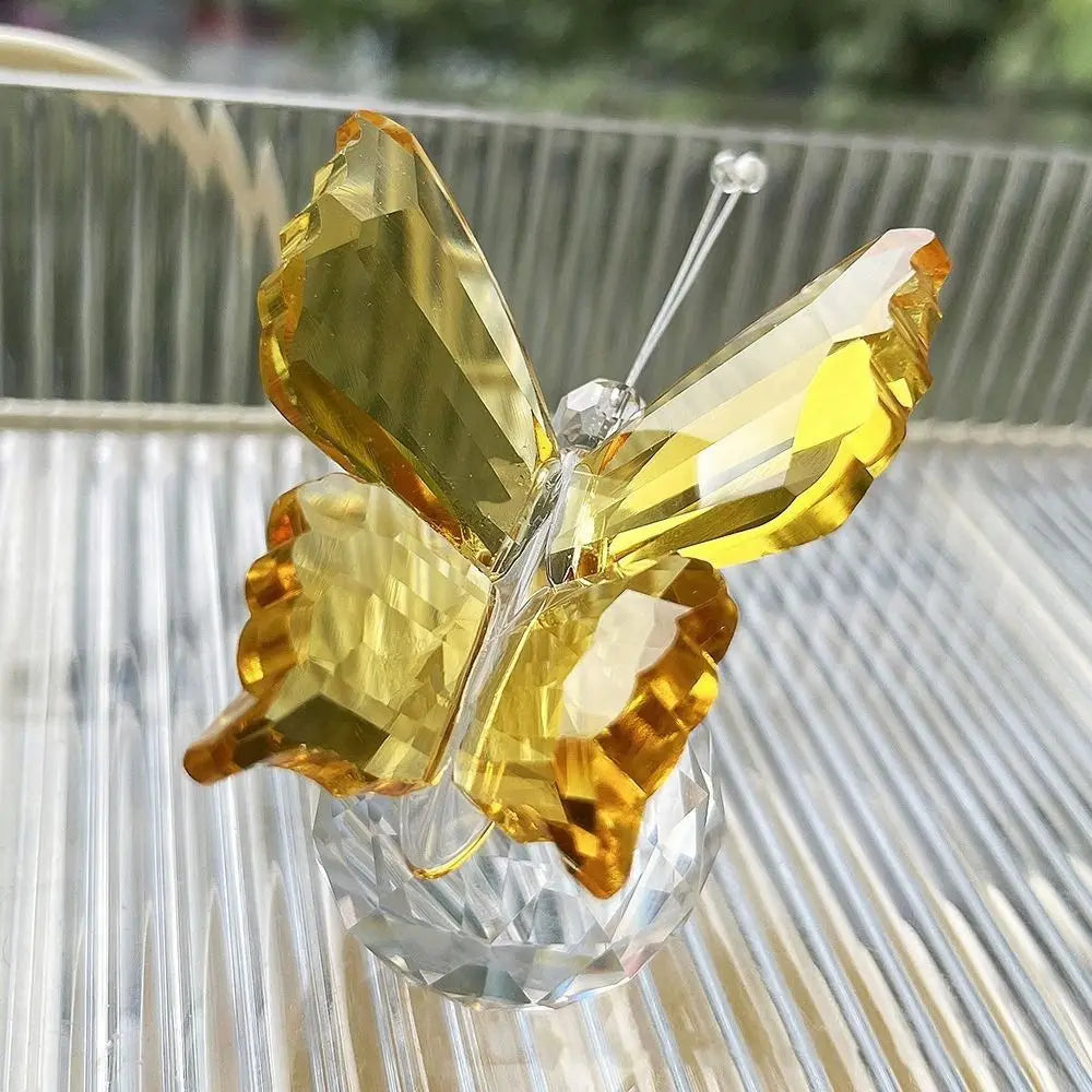 Creative White Crystal Crystal Butterfly Cute Handmade Miniature Figurines Glass Art Vivid Butterfly Ornament Home Decoration